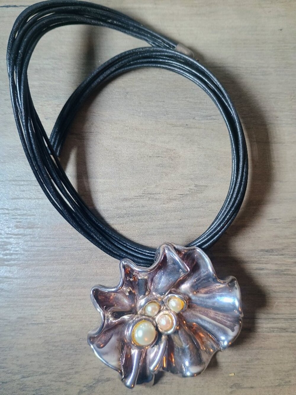 ISRAEL .925 STERLING LARGE FLOWER  NECKLACE/PENDANT - ISRAEL ELECTROFORM